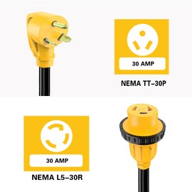 ANSCHE 30 Amp to 30 Amp RV Plug Adapter, NEMA TT-30P Male to L5-30R Female Outlet, 1.2 Ft RV Electrical Adapter Extension Cord for RV Trailer Camper