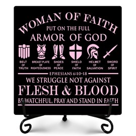 Armor of God Sign, Rustic Christian Decor, Farmhouse Home Decor Office Decor, Inspirational Christian Gifts for Women Men, Vintage Decor for Living Room Bedroom Bathroom, 5" x 5"-278