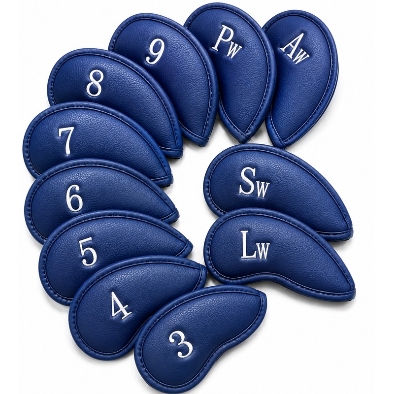 Golf Iron Head Covers Numbers Synthetic Leather Headcover Deluxe Value