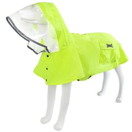 Dog Raincoat Waterproof Rain Poncho with Hoodie, High Reflective Adjustable Pet Rain Jacket with Leash Hole for Small Medium and Large Dogs (Fluorescent Green, Medium)
