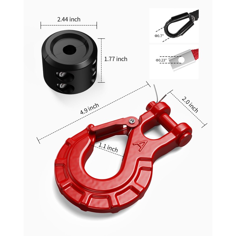 Kolvoii Synthetic Winch Rope Kit, 1/4" x 50ft 9,650lbs Winch