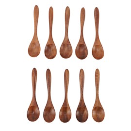 Wooden Spoons Handmade Wood Serving Spoons Comfortable Grip Coffee Spoons for Mixing Stirring Premium Wood Material 13 x 3cm 10pcs