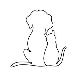 Dexlyn Cat and Dog Wall Decoration Metal Wall Decoration Black Minimalist Wire Wall Signs Hanging for Home Café Bar (36 cm x 30 cm)