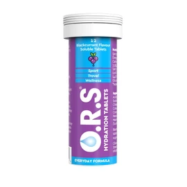 O.R.S Hydration Tablets with Electrolytes, Vegan, Gluten and Lactose Free Formula – Soluble Sports Hydration Tablets with Natural Blackcurrant Flavour, 12 Tablets