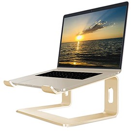 Soundance Laptop Stand, Aluminum Computer Riser, Ergonomic Laptops Elevator for Desk, Metal Holder Compatible with 10 to 15.6 Inches Notebook Computer, Rose Gold