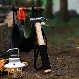 Camping Hammer for Tent Camping- High-Quality Steel & Solid Wood Handle with Cushion Grip - Tent Stake Hammer and Puller with Safety Strap, Heavy Duty Camping Mallet for Tent Stakes (Cast Steel)