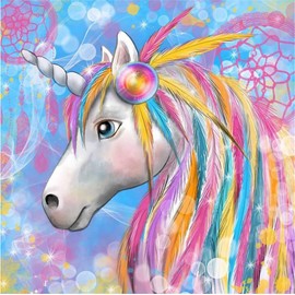 Meecaa Cross Stitch Kits 11 Count Stamped, Colorful Unicorn Animal Embroidery Kit with Accessories Pre Printed (36CMx36CM) (Unicorn)