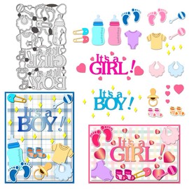 BENECREAT Newborn Party Die Cuts for Card Making, Bottles Bibs Carbon Steel Template Metal Embossing Cutting Dies for Paper Card Making DIY Scrapbooking Album Craft Home Decor