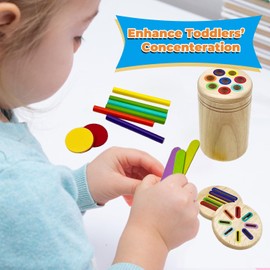 Qurylio Wooden Montessori Baby Toddler Toys: 3 in 1Learning Fine Motor Skills Sensory Toys for Toddlers 3-5, Educational Color Sorting Preschool Learning Activities Boys Girls Gifts (3 in 1)