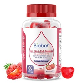 Biobor Vitamins Biotin 2500mcg Gummies, Natural Healthy Hair, Skin & Nails for Women, Hair Growth Vitamins,GMO-Free, Gluten Free (Strawberry, 60 Count)