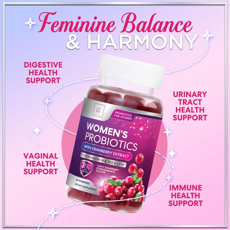 Probiotics for Women Gummies with Cranberry - 6 Premium Strains