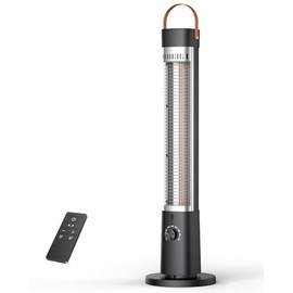Electric Patio Heater, Infrared Heater for Office with Remote, 9H Timer, 60° Oscillation, 9 Heat Level, Tip-Over/Overheating Protection, Safety Lock，Black-3