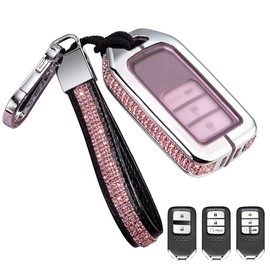 LETINGFAR Key Case, For Honda, Smart Key Case, Key Cover, TPU Alloy, ABS, Honda Dedicated Design, 2/3/4 Button, Key Holder, Fit For CRV Smart Key Case, Pink