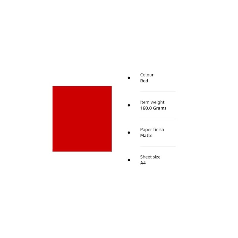 DEEP RED A4 Coloured Craft Card 160gsm x 50 Sheets