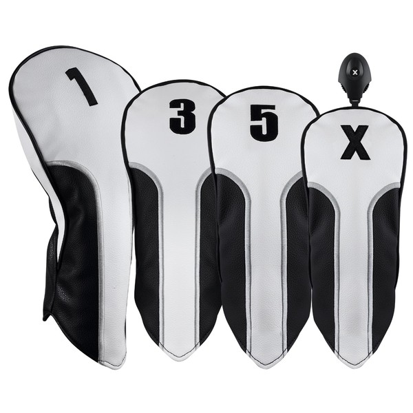Majek Golf Clubs Premium Protective Retro Leatherette Vintage Style White