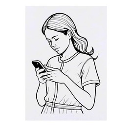 'Woman Using A Smartphone' Temporary Tattoo - Water Resistant, Skin-Safe, Non-Toxic Transfer (TO00069735)