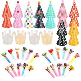 44-Piece Party Hats and Party Blower Set, New Year's Eve Party Hats, Air Flute, Whistle, Birthday Hat, Party Hats, Children's Party Hats, Birthday Party Supplies for Children's Birthday, Festival
