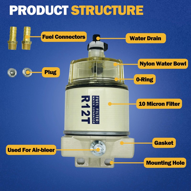 CHIYING R12T Marine Fuel Water Separator Kit Replace S3240 120AT