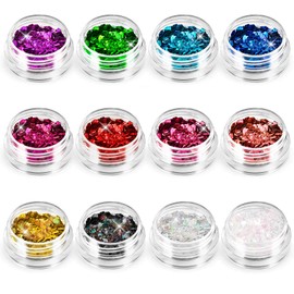 12 Colour Face Glitter Chunky Sequins and Fine Glitter Mix Set