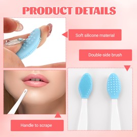 Lip Scrubber Exfoliator, 40 Pieces Lip Scrub Brush, Silicone Face Brush Men Women Lightening Nose Clean Brushes for Smoother, Fuller (2 Styles)