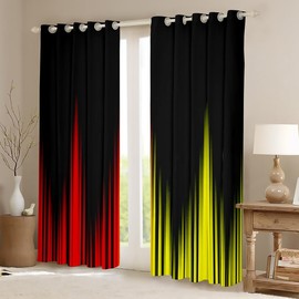 Feelyou Cortinas de ventana rojas y negras, cortinas de oscurecimiento, abstractas a rayas degradadas, decoración de habitación de niños, niños y niñas (2 paneles, 38 x 54 pulgadas)