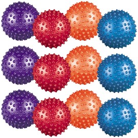 Assorted Colors Inflatable Rubber Metallic Spike Balls (3") 12 Count, Colorful & Fun Toys - Great Party Favors for Birthdays, Themed Parties & More
