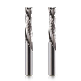 8 mm Shank Compression CNC Milling Cutter End Mill 2 Pieces 2 Flute Spiral Groove Cutter 35 mm Cutting Length Up & Down Cut Spiral Cutter Bit Solid Carbide End Mill Groove Cutter for Wood, Density
