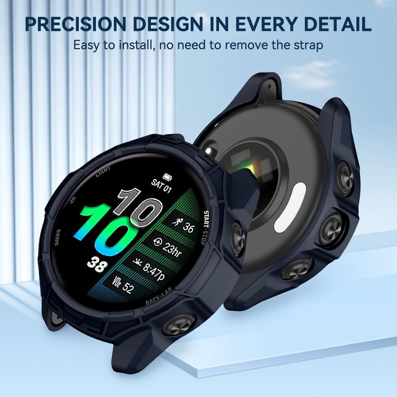 MYSNBKN Case for Garmin Forerunner 570 47MM/970 TPU Bumper Proof