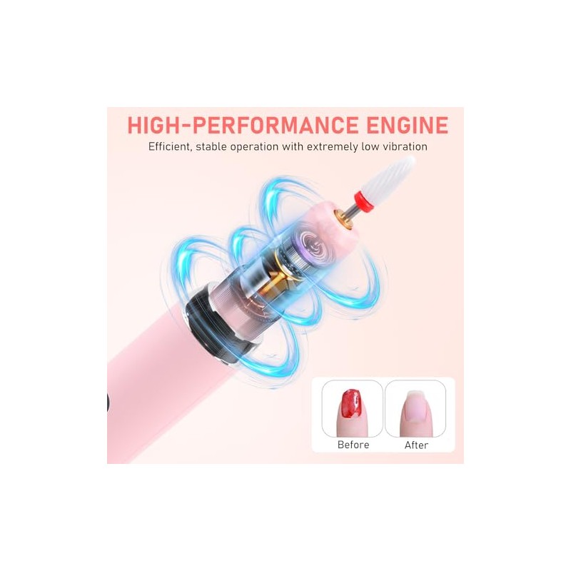 Drill para Uñas Profesional, Limador de Uñas Eléctrica, 20000RPM Taladros