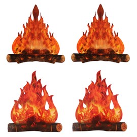 4 Pieces 3D Decorative Cardboard Campfire Centrepiece, Artificial Fire, Campfire Centrepiece, Cardboard Campfire, for Campfire Decoration, Camping Decoration, Shooting Props