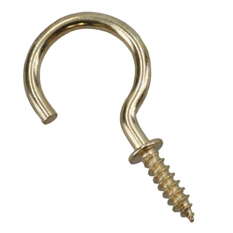 AB Tools Shouldered Screw Hooks Fasteners Hanger Brass Plated 15mm
