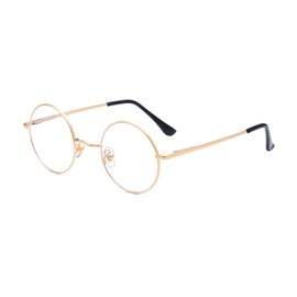 ZIMUSUN Small Round Metal Frame Glasses for Women Men Circle Clear Lens Non Prescription Eyeglasses(01 Gold)