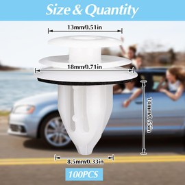 100 Stück Türverkleidung Autoverkleidungsclips, Universal Befestigungsclips, Spreiznieten mit Schwammig Kissen, Kunststoff Türverkleidung Clips, Autoteile Tuerverkleidung Befestigung Clips