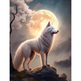 MOGTAA Diamond Painting Wolf Set, 5D Wolves Diamond Painting Pictures for Adults Beginners, DIY Diamond Art Animals Diamond Painting Pictures for Home Wall Decor 30 x 40 cm