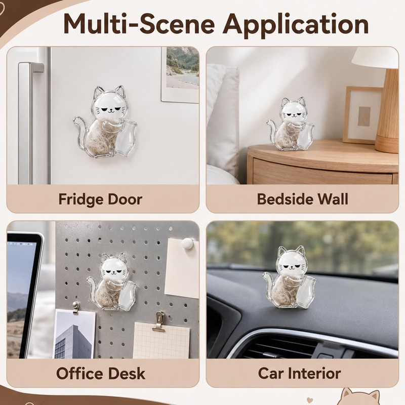 2pcs Cat Fur Keepsake Fridge Magnets, Clear Cute Cat Hair