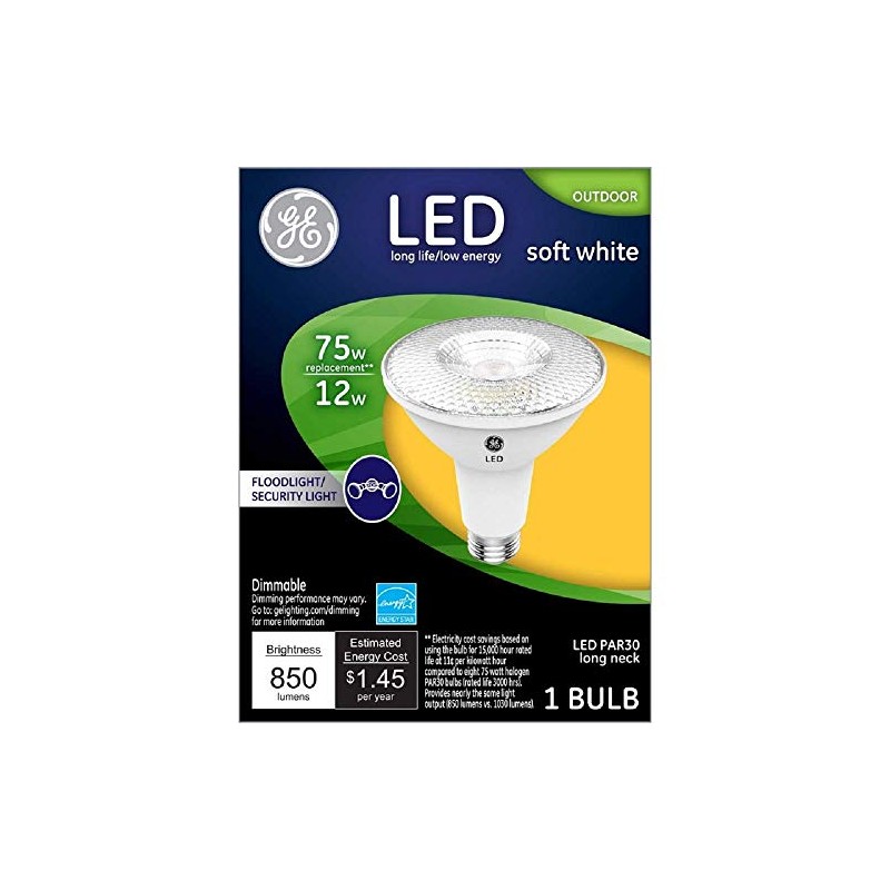 GE Lighting 38446 LED Flood/Security Bulb, Par30, Soft White, Long