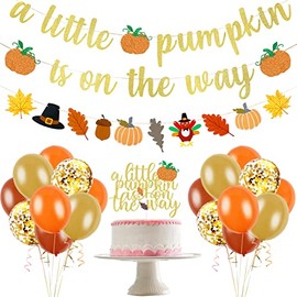 Little Pumpkin Baby Shower Decorations, Gold Glitter A Little Pumpkin is On the Way Banner Little Pumpkin Baby Shower Banner for Little Pumpkin is On The Way Baby Shower Decorations
