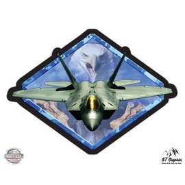 GT Graphics F-22 Fighter Jet Eagle - 20" - Large Size Vinyl Sticker - for Truck Car Cornhole Board