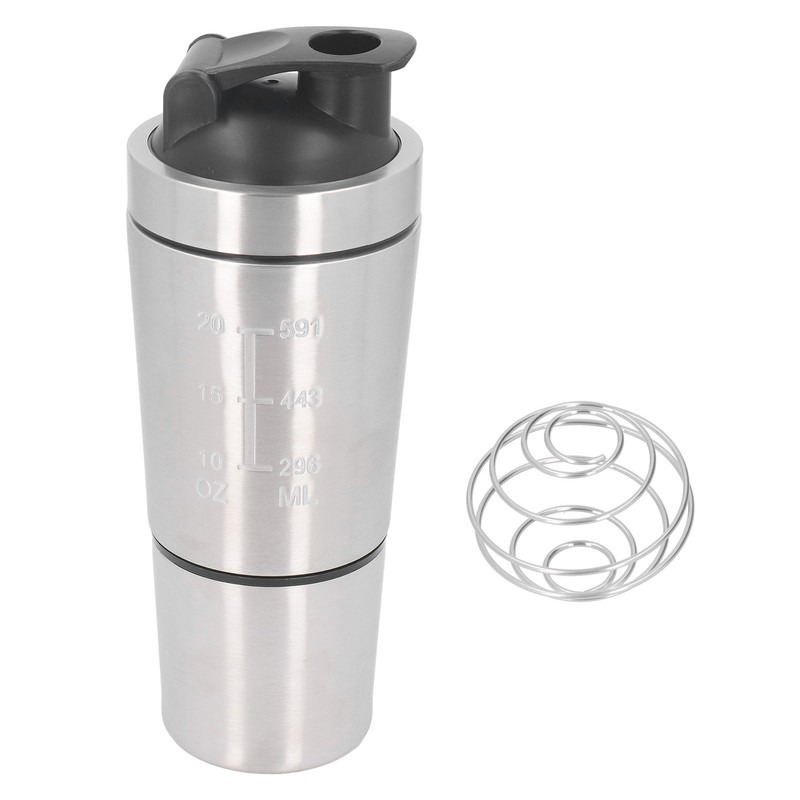 Shaker Bottle 800ml Stainless Steel with Whisk Portable Protein Shaker