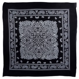 RED X XL Montana Paisley Bandana Soft Lightweight Cotton Extra Large 25" x 25" - Black