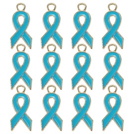 PATIKIL 30 Pcs Ribbon Pendant Charm, Alloy Awareness Ribbon Pendants Hope Lapel Pins Bulk for DIY Jewelry Charity Recognition Fundraiser, Blue