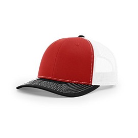 Richardson 112 Trucker OSFA Baseball Hat Ball Cap, Red/White/Black