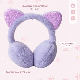 UQMIQURA Pack of 2 Winter Ear Muffs Children, Ear Warmers Girls Winter Ear Warmers, Adjustable Ear Warmers, Cold Protection Earmuffs, Soft Plush Earmuffs for Outdoor Activities in Winter, purple