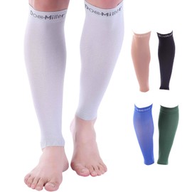 Doc Miller Calf Compression Sleeve Men - 30-40 mmHg, Medical Grade Calf Sleeves for Men and Women Supports Shin Splints, and Varicose Veins Recovery - Knee High -1 Pair XX-Large Size - Grey Calf Sleeve