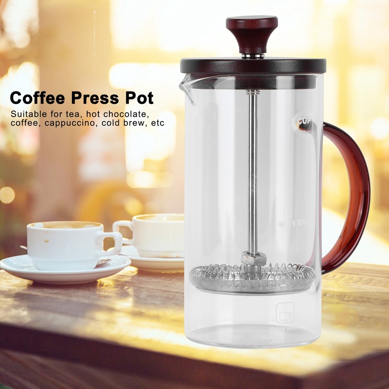 Coffee Press Pot 400ml High Borosilicate Glass Coffee Brewer Maker
