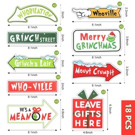 18 PCS Christmas Tree Decorations Christmas Tree Ornaments Paper Cards Hanging Ornament Whoville Christmas Ornaments Decorations for Christmas Tree Home Indoor Porch Decor