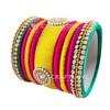 GOELX Festive Offer: Rani Pink Green and Gold Silk Thread