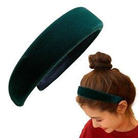 LOHGOU 1.2 inch (3 cm) Wide Velour Headband, Keep Hairband, For Face Washing, Makeup, Hair Arrangement, Women's (Green)