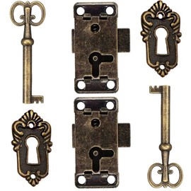 Hayaww 2 pieces antique lock locker, door lock, antique cabinet lock, antique latch hook, cabinet door lock, decorative drawer cabinet for wooden box, antique suitcase, furniture drawer