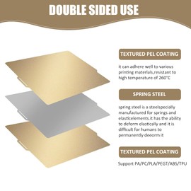 CCTREE Double-Sided Textured PEI Build Plate for Bambu Lab X1/X1C/P1P/P1S/A1 3D Printers, PEI Spring Steel Build Plate Flexible Print Bed Removable Surface Platform 257x257mm